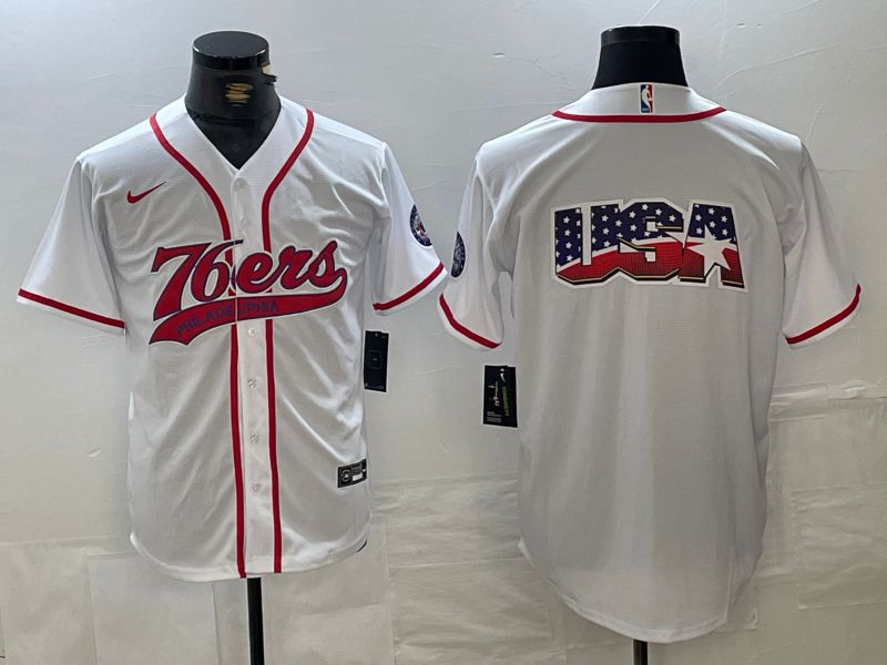 Men Philadelphia 76ers Blank White Jointly 2024 Nike NBA Jersey style 3->philadelphia 76ers->NBA Jersey